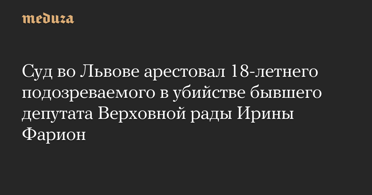 Суд во Львове арестовал 18-летнего подозреваемого в убийстве бывшего депутата Верховной рады Ирины Фарион