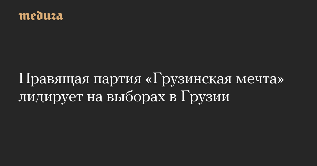 Правящая партия «Грузинская мечта» лидирует на выборах в Грузии